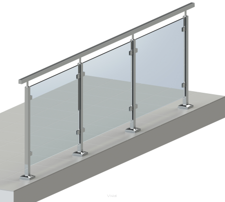 Balustrady szklane z poręczą kwadratową na wymiar do samodzielnego montażu