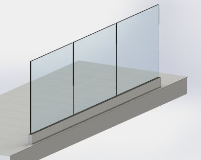 Balustrada całoszklana bezbarwna 6,6,4 mm VSG ESG w listwie