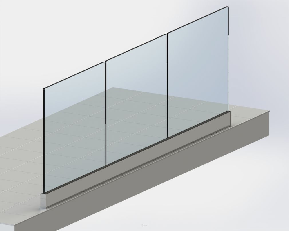 Balustrada całoszklana bezbarwna 8,8,4 mm VSG ESG w listwie