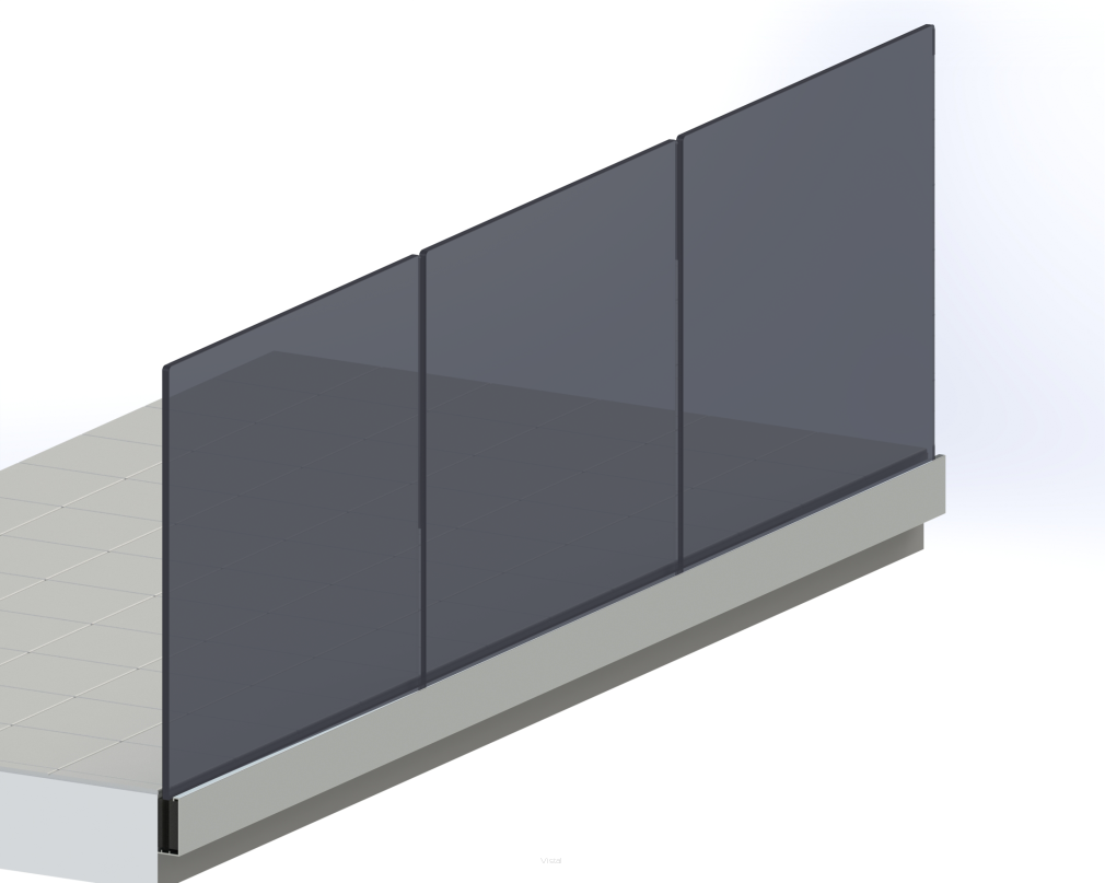 Balustrada całoszklana grafitowa przezierna 6,6,4 mm VSG ESG w listwie F