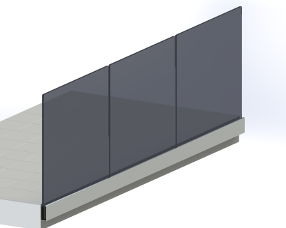 Balustrada całoszklana grafitowa przezierna 6,6,4 mm VSG ESG w listwie F