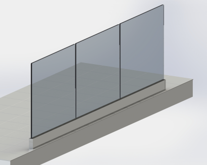 Balustrada całoszklana grafitowa 6,6,4 mm VSG ESG w listwie