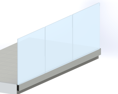 Balustrada całoszklana mleczna 6,6,4 mm VSG ESG w listwie F