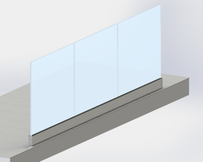 Balustrada całoszklana mleczna 10,10,4 mm VSG ESG w listwie