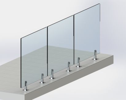 Balustrada całoszklana bezbarwna na spigotach 6,6,4 mm VSG ESG