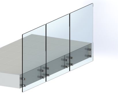 Balustrada całoszklana bezbarwna 6,6,4 mm VSG ESG na rotulach