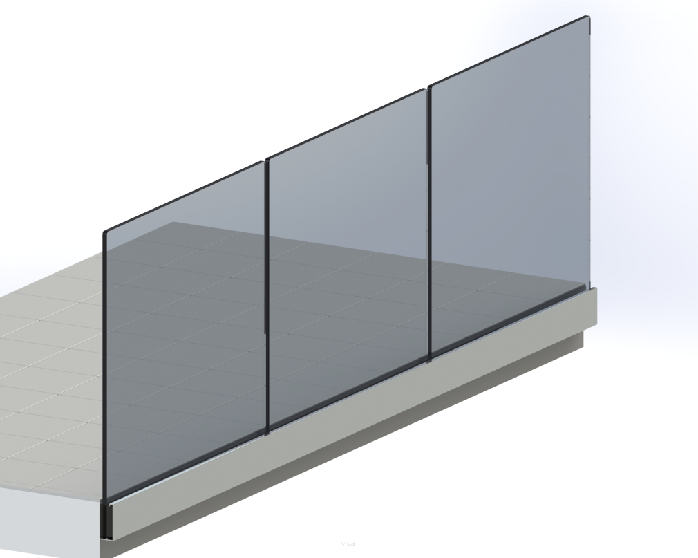 Balustrada całoszklana grafitowa 6,6,4 mm VSG ESG w listwie Y